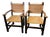 Vintage French Oak and Rattan Armchairs, 1940s, Set of 2 For Sale