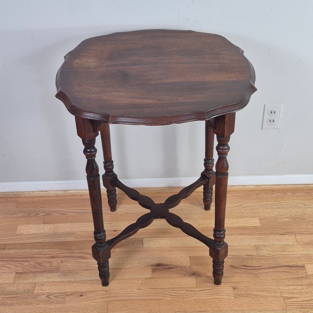 Brown Circa 1930s Carved Mahogany Parlor Side Table Center Table Gueridon For Sale - Image 8 of 8