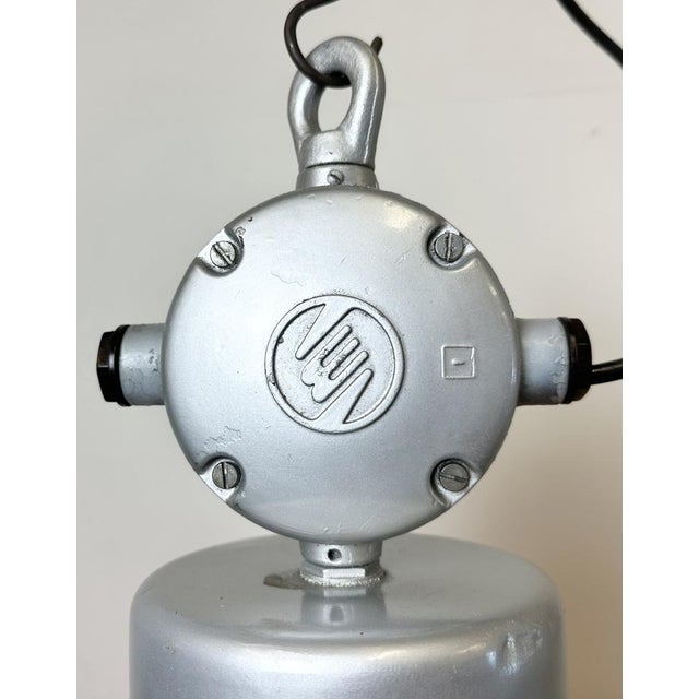 1960s Large Industrial Red Painted Factory Lamp from Elektrosvit, 1960s For Sale - Image 5 of 16