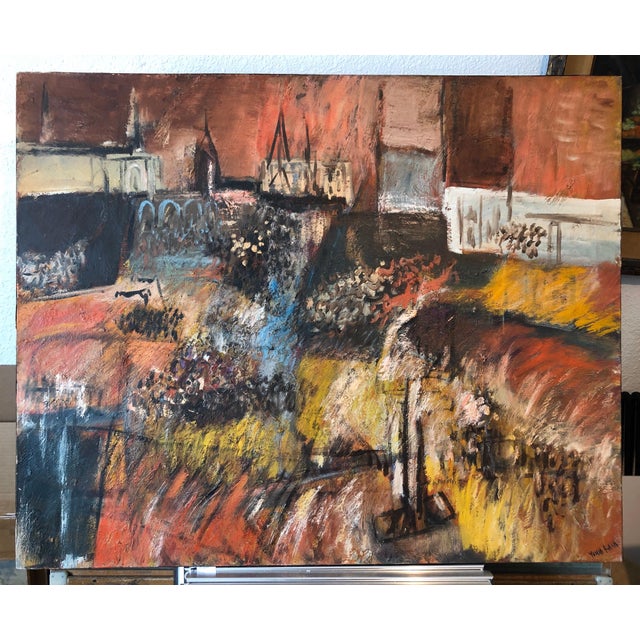 Yonia Fain, Jewish Mexican Avant Garde Fiesta of Guadalupe Expressionist Oil Painting, c.1940's For Sale - Image 11 of 12