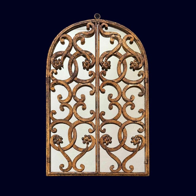 Italian Vintage Mirror - Gilt Wrought Iron For Sale - Image 12 of 12
