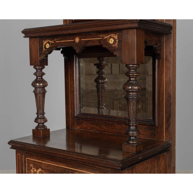 Wood 19th Century English Edwardian Marquetry Shelf With Drawer For Sale - Image 7 of 10