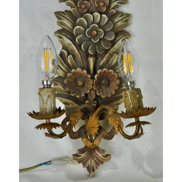 Polychrome and Wood Sconce, 1960s For Sale - Image 6 of 13