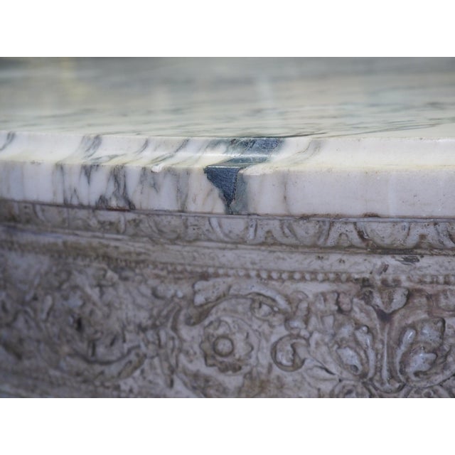 Antique French Louis XVI Style Painted Center Table With Marble Top, Late 1800s For Sale - Image 16 of 18
