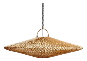 Raw Wicker Discus Pendant Light Medium
