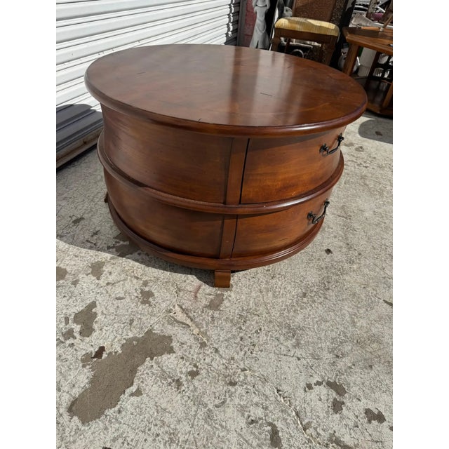Late 20th Century Late 20th Century Round Mahogany 2 Drawer Coffee Table For Sale - Image 5 of 8