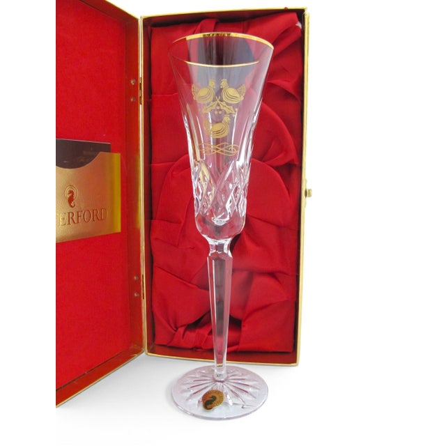 Waterford Crystal 12 Days of Christmas, Lismore Gold Edition, 3 French Hens champagne flute. Unused and in original box...