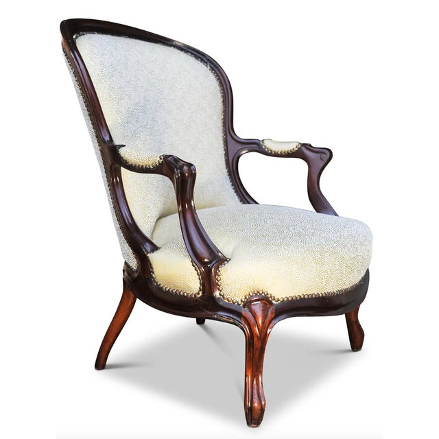 Set of Victorian Mahogany Framed Open Armchairs For Sale - Image 6 of 7