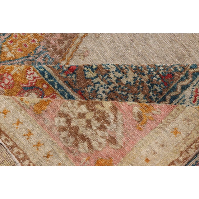 Antique Turkish Sivas Prayer Rug With Floral Design in Ivory, Taupe, and Pink For Sale - Image 10 of 11