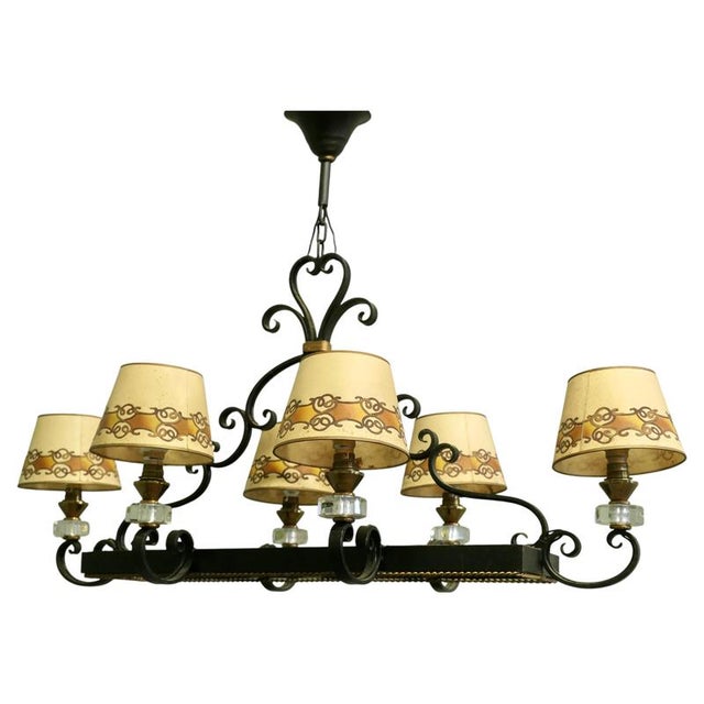 Metal Large French Wrought Iron Country Chandelier, 1960 For Sale - Image 7 of 7