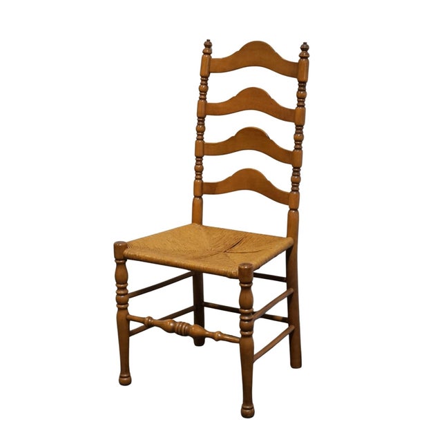 THOMASVILLE FURNITURE Post Road Collection Solid Hard Rock Maple Colonial Early American Ladderback Dining Side Chair w....