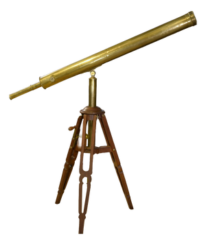Vintage Brass and Wood Astronomical Telescope, 1930s