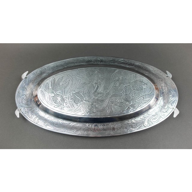 Arthur Court 1979 Arthur Court Designs Koi Fish Handled Large Serving Tray For Sale - Image 4 of 6