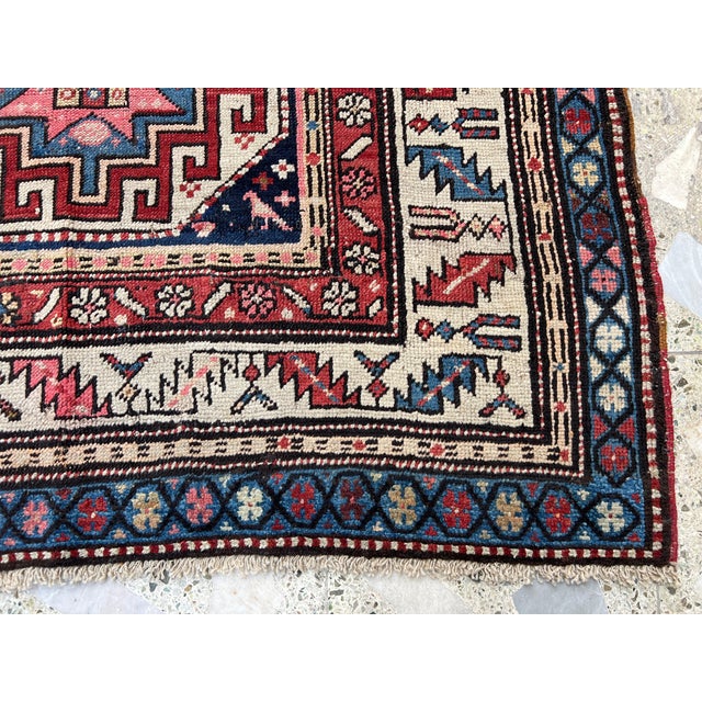 Ivory Antique Caucasian Kuba Star Medallion Runner Rug - 3'9" X 7'10" For Sale - Image 8 of 11