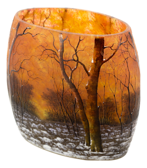 Multi-Layered Glass Winter Landscape Vase from Daum, Late 19th Century