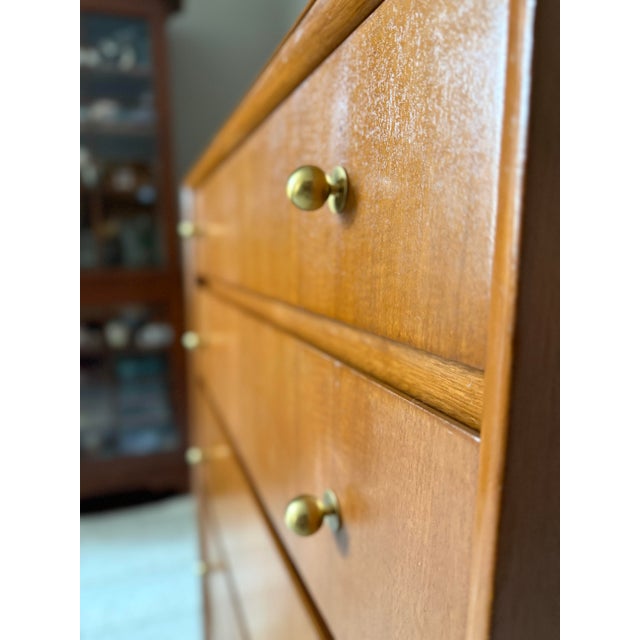 Wood Vintage Mid Century Chest of Drawers Tallboy Dresser by Rockford For Sale - Image 7 of 12