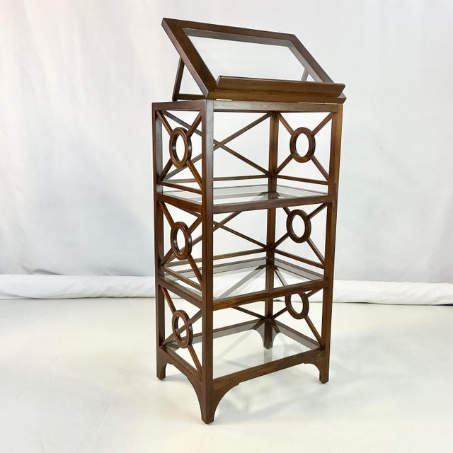 1980s Vintage Hollywood Regency Contemporary Target Design Etagere Display Case, After McGuire For Sale - Image 9 of 16