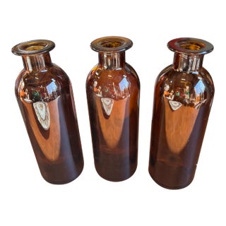 1970s Brown Glass Small Vases - Set of 3 For Sale