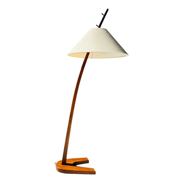 Vintage Teak Dornstab Floor Lamp by J.T. Kalmar & A. Pöll , Austria, 1947 For Sale