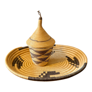 Rwandan Tutsi Woven Basket With Large Tray