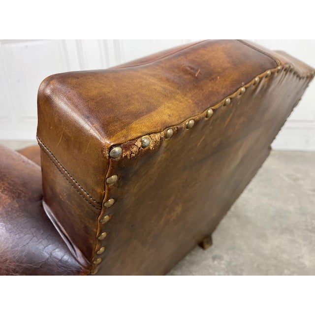 Tan Vintage Club Chair in Genuine Leather, 1950s For Sale - Image 8 of 15