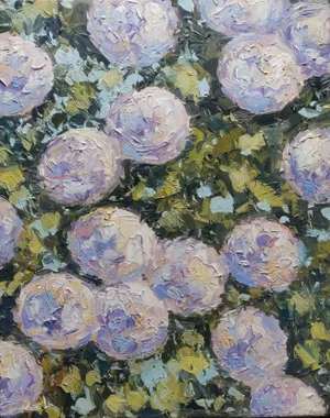 White Flowers Oil Painting by Vivek Mandalia