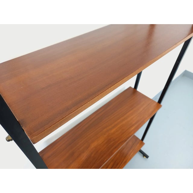 Vintage Italian Modular Teak and Metal Bookcase, 1960s For Sale - Image 6 of 14