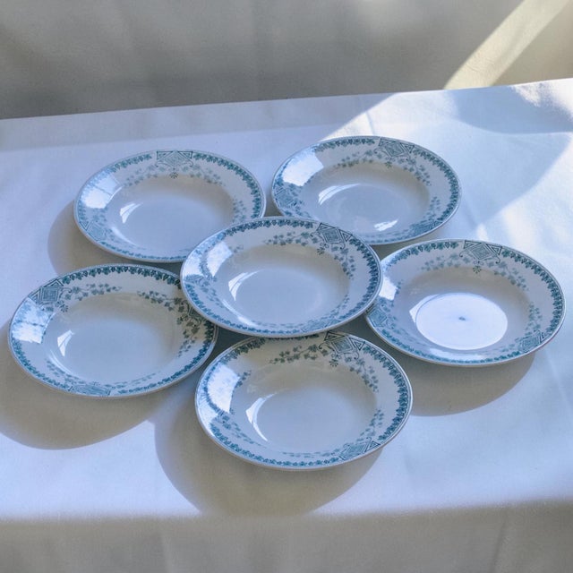 19th Century French Plates with Caumartin Pattern from KG Lunéville, 1890, Set of 6 For Sale - Image 3 of 7