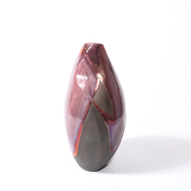 Tony Evans Mid-Century Organic Glazed Gray & Violet Ceramic Studio Vase Signed Tony Evans For Sale - Image 4 of 15