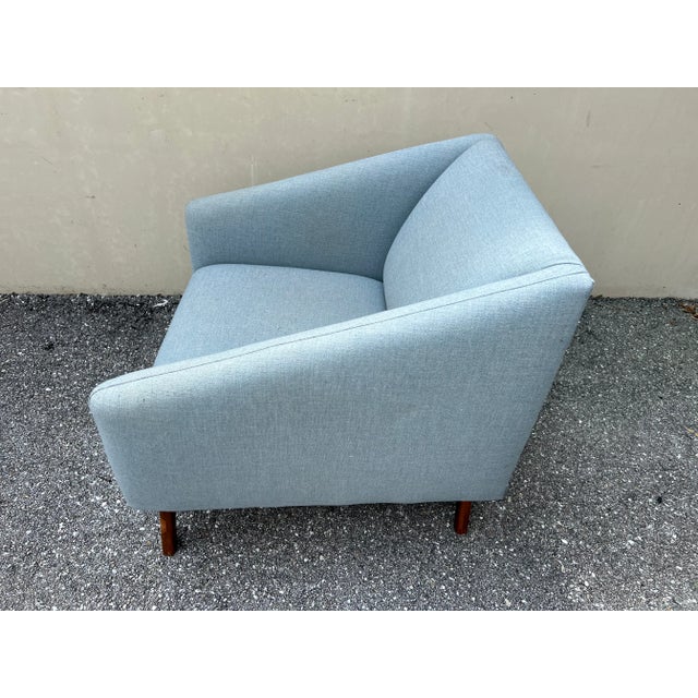 Modern Cube Lounge Chairs With Walnut Base For Sale - Image 12 of 14