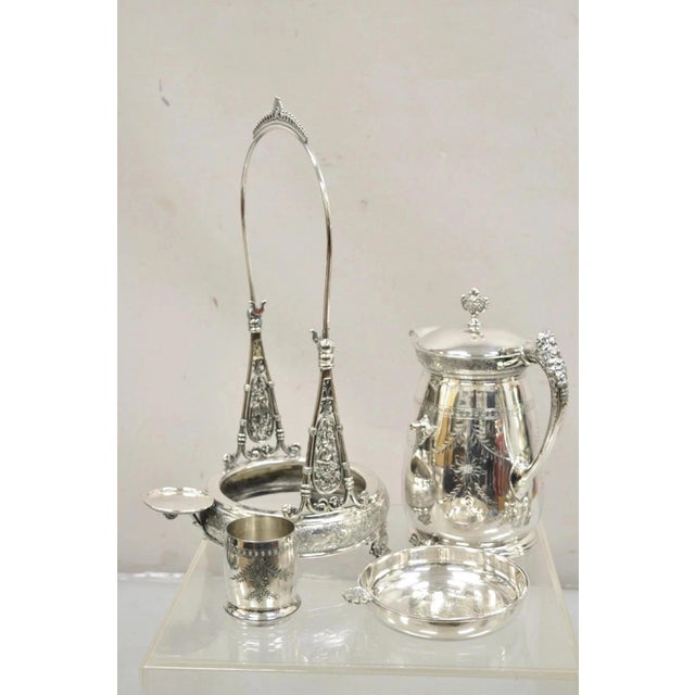 Early 20th Century Rogers Smith & Co Silver Plated Victorian Tilting Lemonade Water Pitcher W Stand For Sale - Image 10 of 12