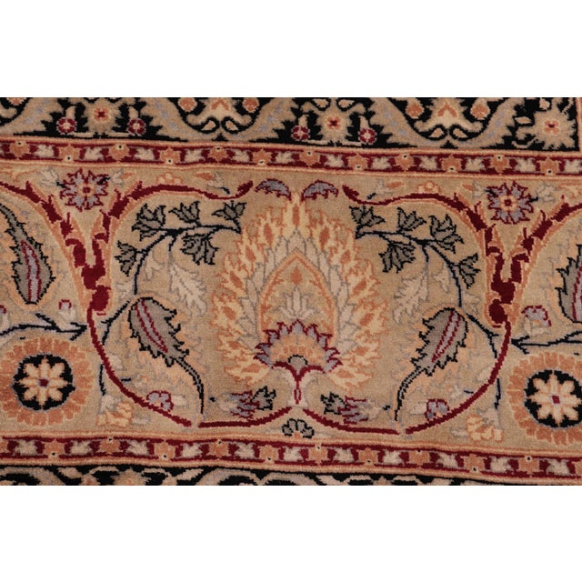 1990s Floral Pak-Persian Black/Tan Wool Rug - 8'1'' X 9'10'' For Sale - Image 5 of 9
