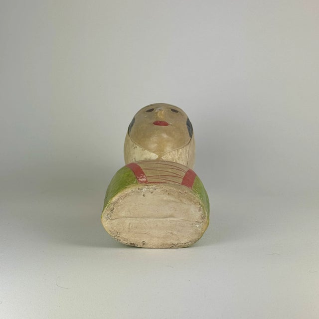 Paper Mid 19th Century French Marotte/Milliner Mannequin Bust in White Hood & Green Dress For Sale - Image 7 of 12