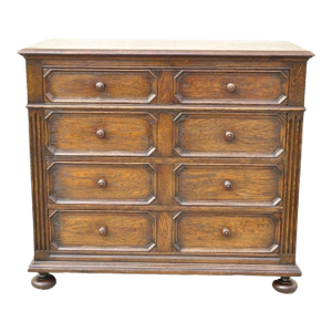 Antique Jacobean William & Mary Style Oak Wood Chest of Drawers Low Dresser