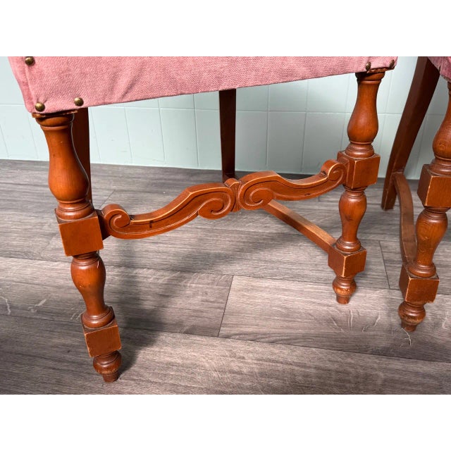 Wood Italian Chairs in Beech and Velvet, 1960s, Set of 6 For Sale - Image 7 of 16