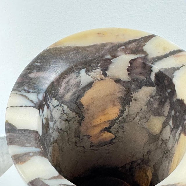 Black Hand-Carved Pavonazzetto Marble Flower Vases, Italy, 1940s, Set of 2 For Sale - Image 8 of 12