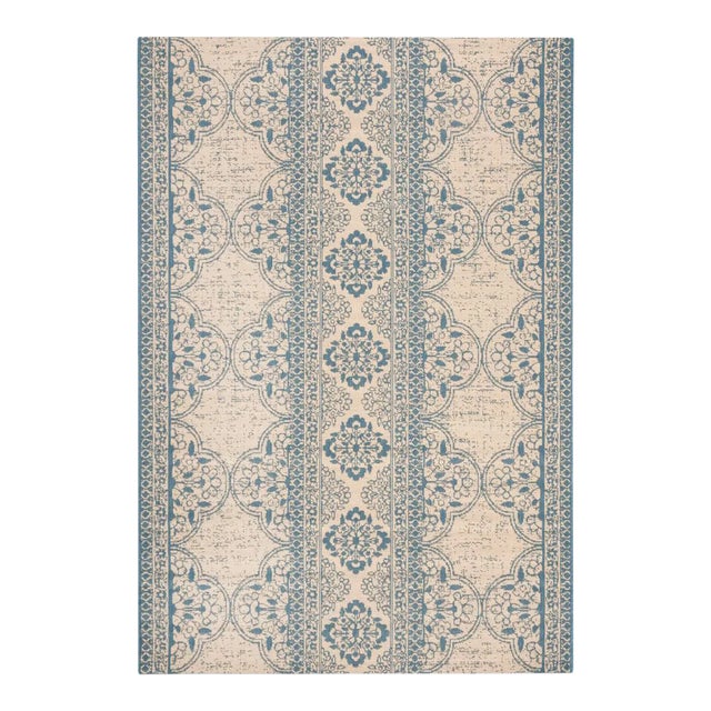 Laguna Indoor Outdoor Rug Blue & Cream 5'3"x7'6" For Sale