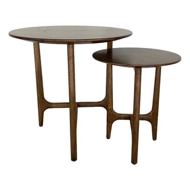 Revelation Mid-Century Modern Style Stow Away Nesting Tables Set of 2 For Sale