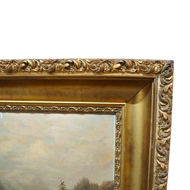 Textile Hudson River School Oil on Canvas Landscape Painting C1890 For Sale - Image 7 of 11
