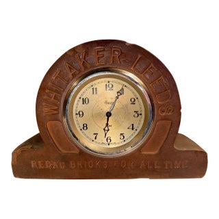 Antique English Advertising Desk or Mantel Clock - Whitaker Leeds Bricks For Sale