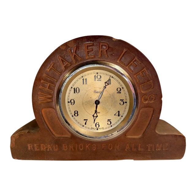 Antique English Advertising Desk or Mantel Clock - Whitaker Leeds Bricks For Sale