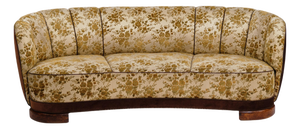 Banana Sofa with Floral Cover and Oak Legs, 1930s-1940s