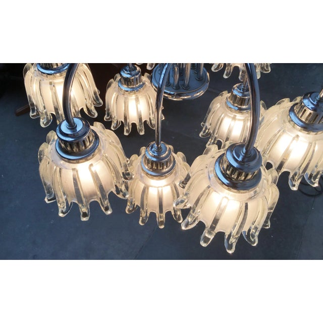 Mid-Century Modern German Type 9471 Glass and Metal Chandelier from Richard Essig, 1970s For Sale - Image 3 of 15
