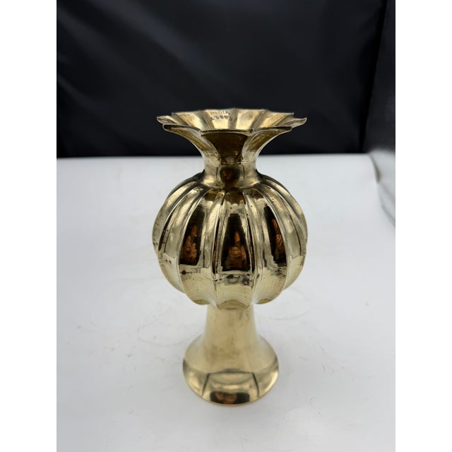 Viimntage Brass Vase For Sale - Image 9 of 9