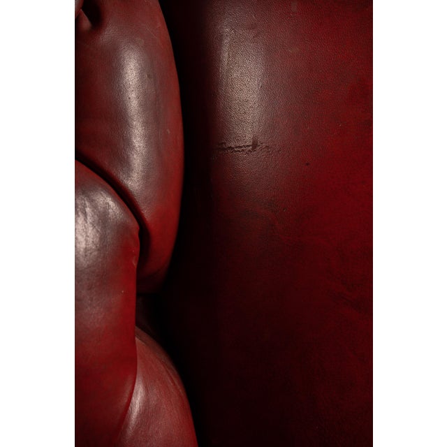 Antique Tufted Leather Armchair and Ottoman Set For Sale - Image 9 of 9