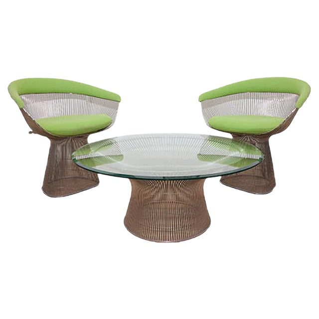 Model 1725 Chairs & Coffee Table Set by Warren Platner for Knoll Inc. / Knoll International, 1979, Set of 3 For Sale