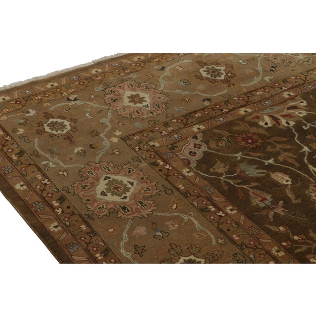 2010s Rug & Kilim’s Tabriz Style Rug in Brown, Gold and Green Floral Patterns For Sale - Image 5 of 6