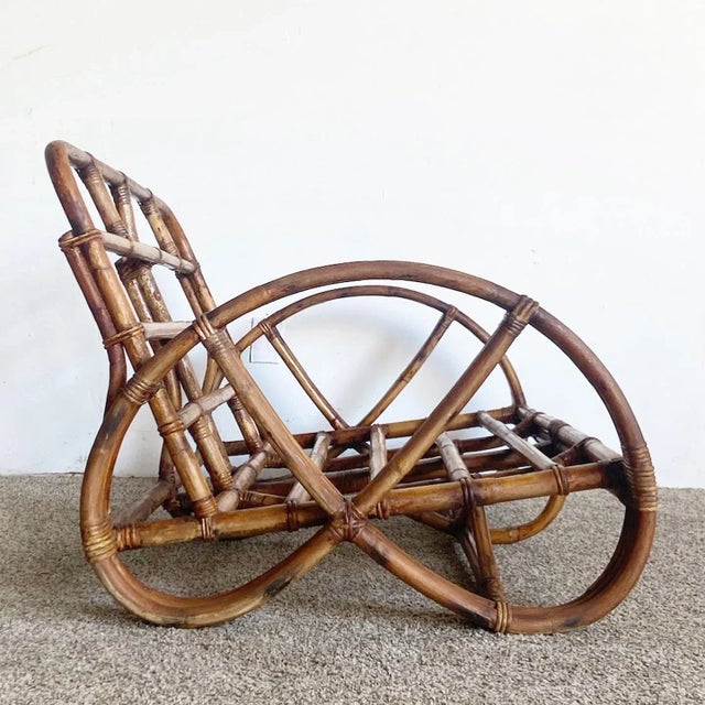 1960s Boho Chic Three Strand Rattan Pretzel Sofa and Chair After Frankl -2 Pieces For Sale - Image 5 of 13