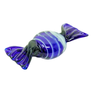 Vintage Murano Decorative Blown Glass Wrapped Blue Hard Candy Paper Weight 6.5"