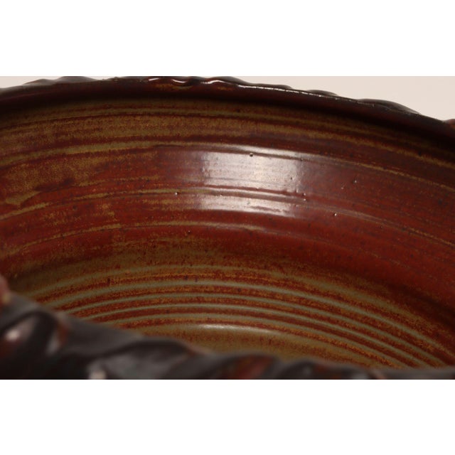 Ceramic Large Vintage Red, Ochre and Slate Incised Ceramic Planter by Deanna Nichols For Sale - Image 7 of 18